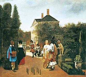 Pieter de Hooch Skittle Players in a Garden